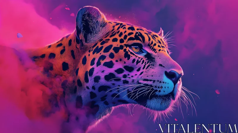 Neon Leopard Portrait in Vibrant Digital Art.