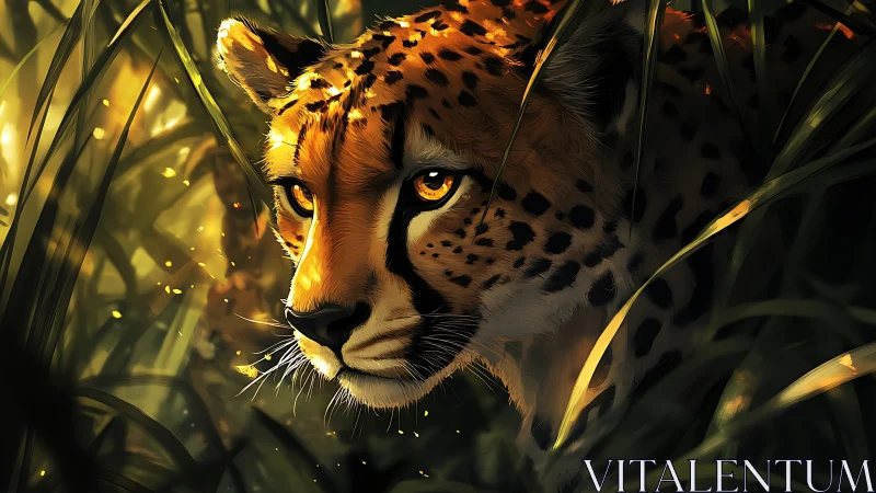 Cheetah Portrait. Golden Light, Savanna Beast.