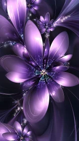 Fractal floral construct in luminous violet digital bloom.