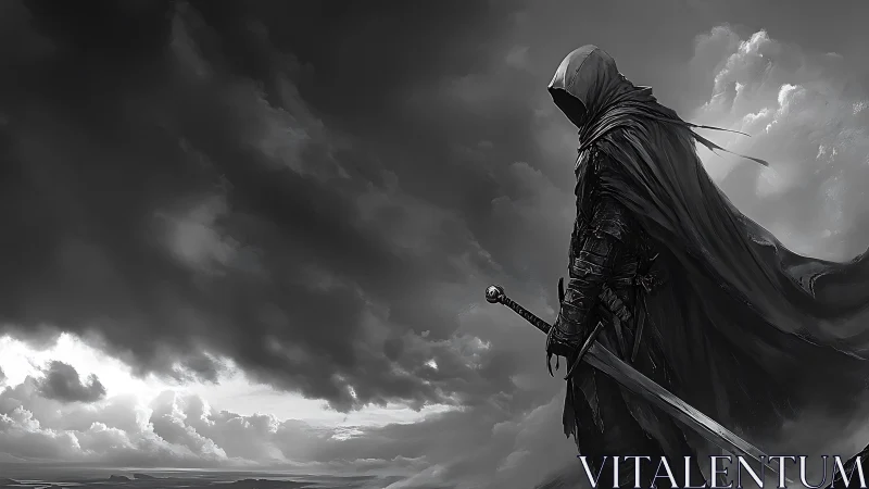 Storm-wreathed shadow knight stalks the horizon’s edge.