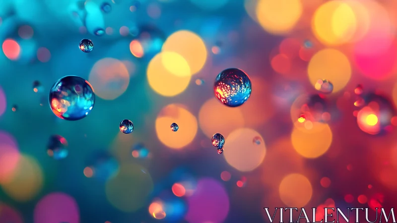 Suspended liquid droplets refract multicolored bokeh light field
