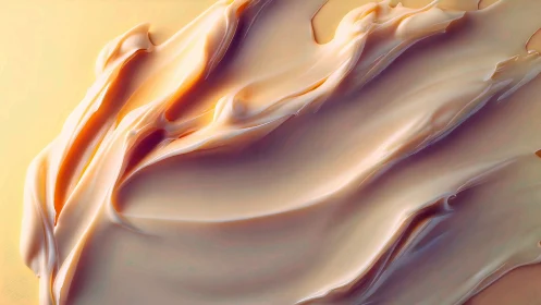 Macro closeup of creamy cosmetic smear under warm gradient light