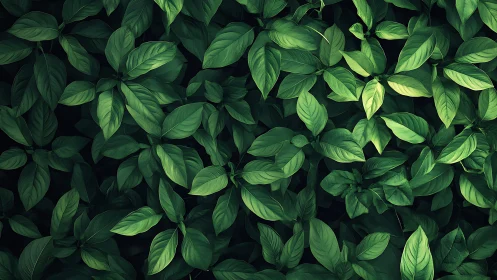 Lush green leaves create a soothing blanket of quiet calm