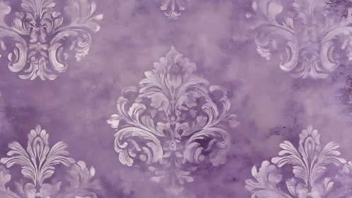 Lavender damask surface with repeating ornamental motifs.
