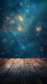 Stargazing from a weathered wooden deck into deep night skies.