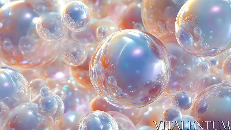 Iridescent soap bubbles drift in a dreamy pastel glow.