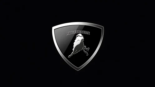Bold silver lion emblem shines proudly on sleek black shield