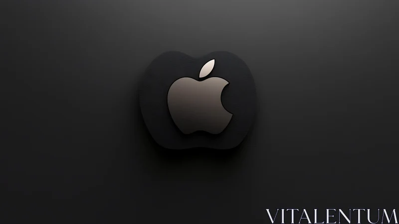 Apple logo rendered with shadowed depth and metallic gradient surface.