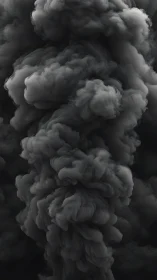 Dense vertical column of dark swirling smoke forms plume.