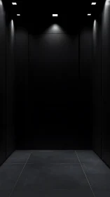 Dark corridor interior uses recessed ceiling spot lighting