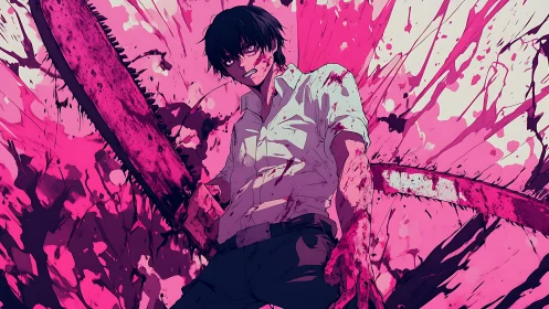 Chainsaw-scarred youth carves fury through neon carnage