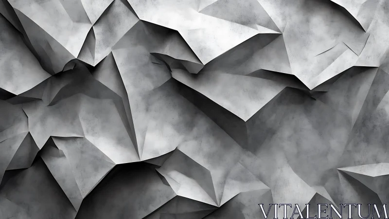 Abstract geometric mountain pattern in grayscale digital style.