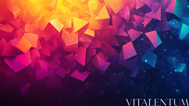 Colorful polygonal shards form gradient abstract background