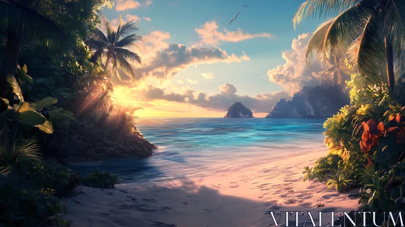 Sunlit guide ushers four children toward a blazing heaven