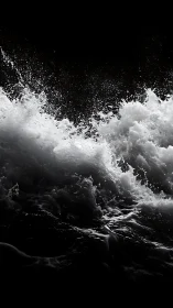 Midnight surf explodes into silver shards of restless light