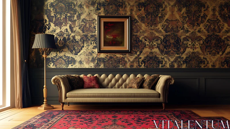 Elegant vintage living room blends classic textures and light.