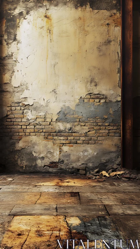 Sunburned factory wall where peeling plaster remembers echoes.