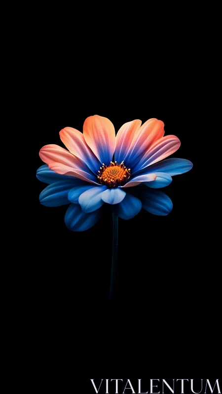 Gradient Gerbera Daisy with Coral-to-Cyan Chromatic Transition