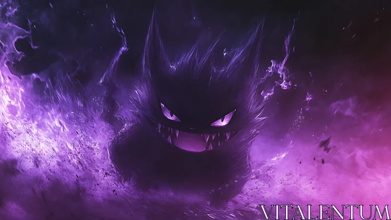 Dark spectral creature rendered in violet particulate field