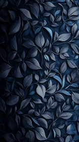 Midnight leaf tapestry in sculpted blue metallic whispers.