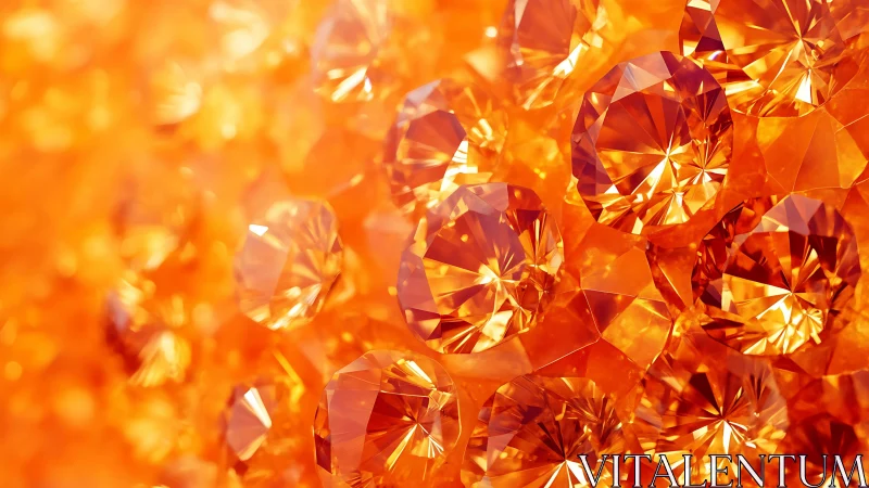 Macro cluster of faceted orange gemstones with radiant bokeh