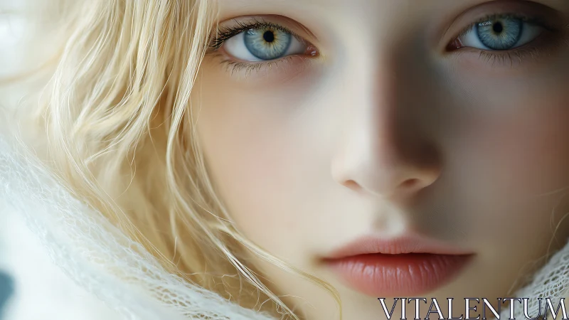 Photorealistic close-up portrait with ethereal soft focus rendering.