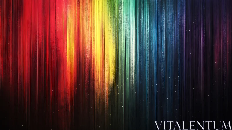 Vertical spectral light trails with multicolor radiant gradient