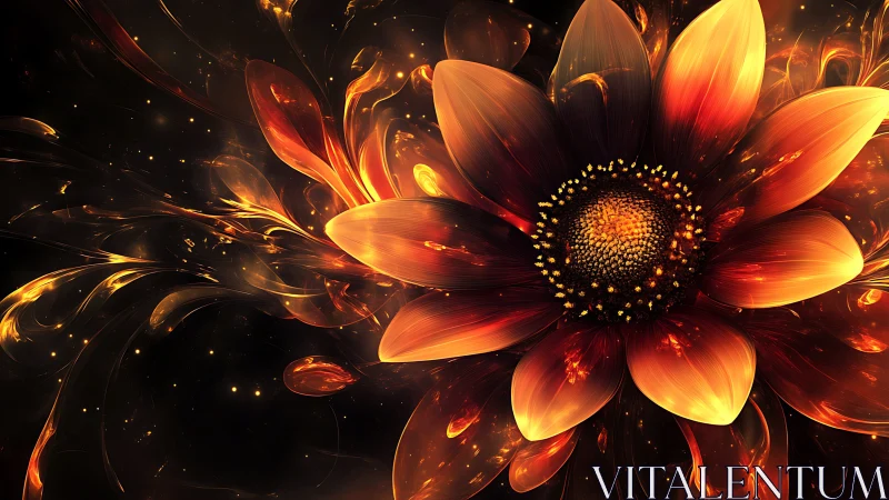 Fiery fractal flower bursts from dark cosmic void.