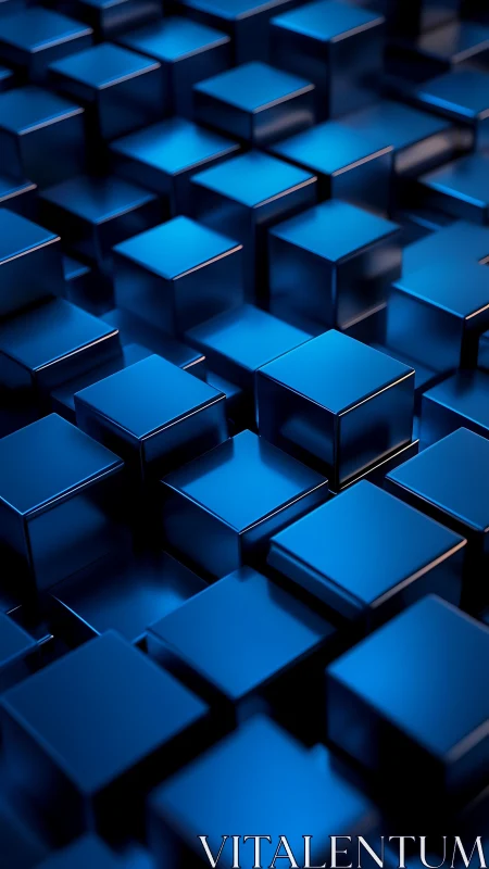 Parametric array of reflective cobalt volumetric cubes.