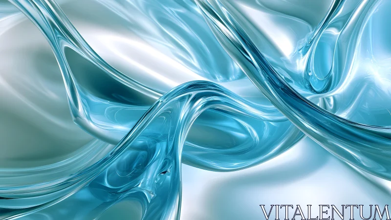 Fluid Blue Glass Abstract with Smooth Curves and Glossy Finish.