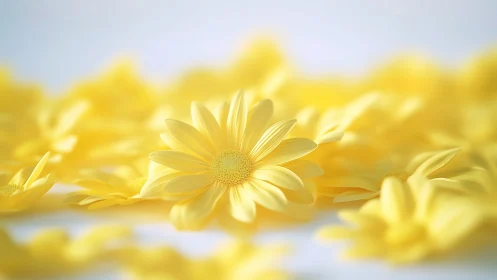 Yellow daisies in soft focus field composition