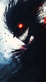 Razorwing nightmare with burning eyes stalks the pale void.