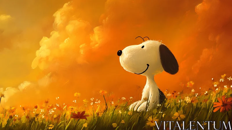 Gentle beagle daydream under glowing sunset sky.