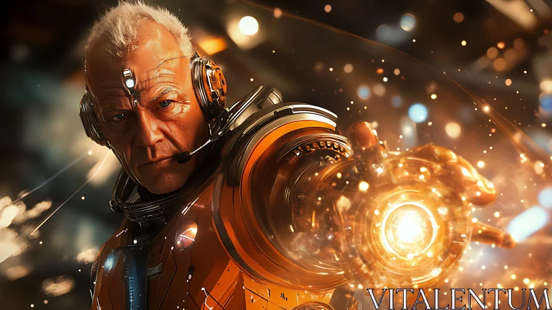 Augmented veteran projecting controlled plasma energy burst.