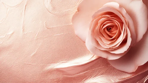Soft Pink Rose on Textured Peach Background.