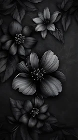 Black and White Floral Study with Dramatic Shadows.