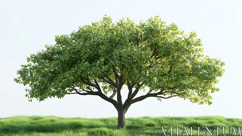 Solitary meadow tree quietly rehearses its summer symphony