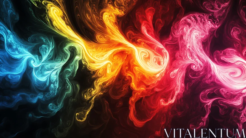 Multicolor turbulent light streams in swirling fluid dynamics