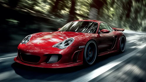 Scarlet canyon sprinter carving light through the forest road.