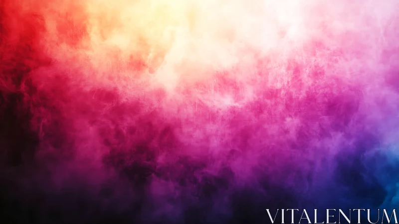 Radiant multicolor fog drifts in a dreamy gradient haze.