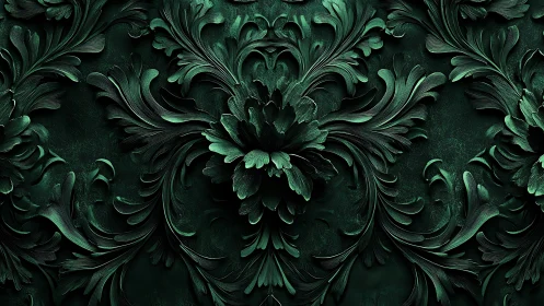 Emerald floral swirls unfolding in ornate leafy harmony.