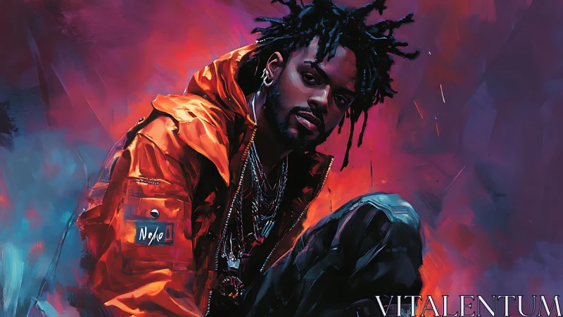 Chromatic street portrait with neon-saturated atmospheric gradients.