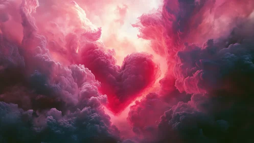 Radiant Heart Emerges Through Ethereal Cloud Realm.