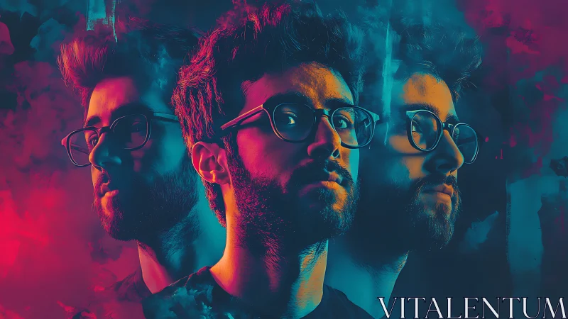 Triadic neon portrait explores prismatic cyber-noir identity