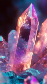 Glowing crystal spires lit in dreamy neon twilight hues.