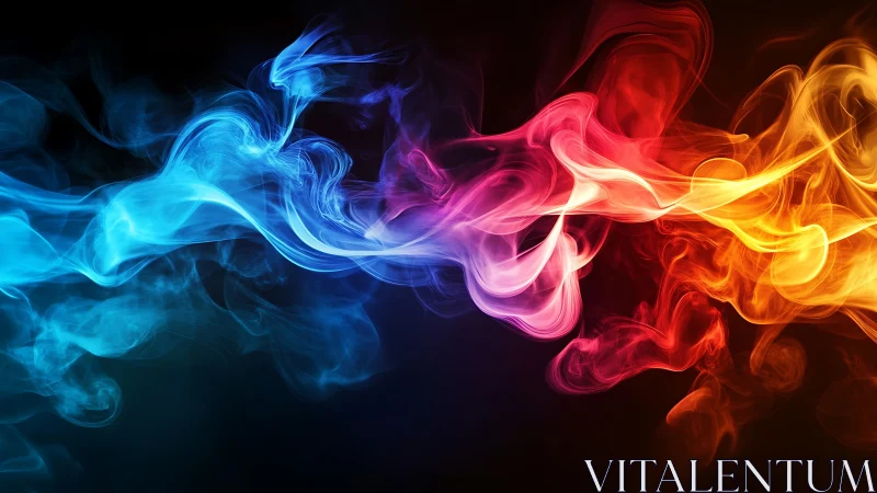 Abstract neon smoke waves transitioning through color spectrum.
