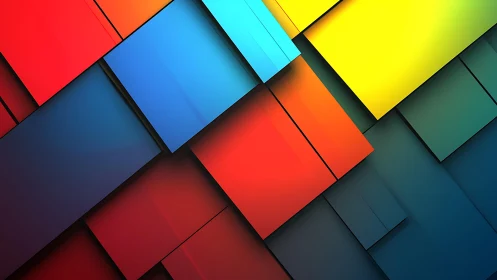 Vibrant geometric abstract art with colorful overlapping rectangles.