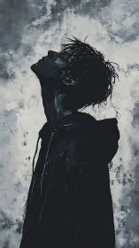 Monochrome side-profile portrait of hooded youth in chiaroscuro