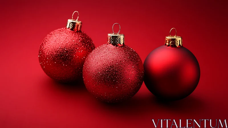 Red Christmas baubles on solid red background. Period.