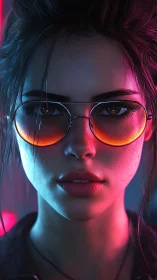 Neon-soaked gaze rewrites the night through ember lenses
